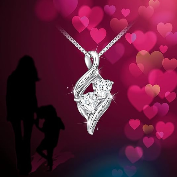 Halsband till mamma i sterlingsilver - Halsband till mamma och barn - Halsband med evig kärlek till mamma - Present till mors dag