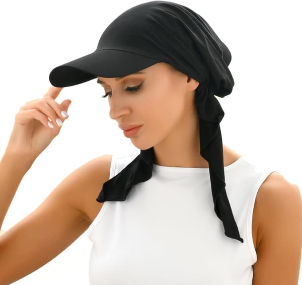 Damehodeplagg, solbeskyttende baseballcaps, sixpence, elastisk og mykt hodeplagg i bambusfiber, pannebånd, hodeplagg for hårtap - svart black 1pcs