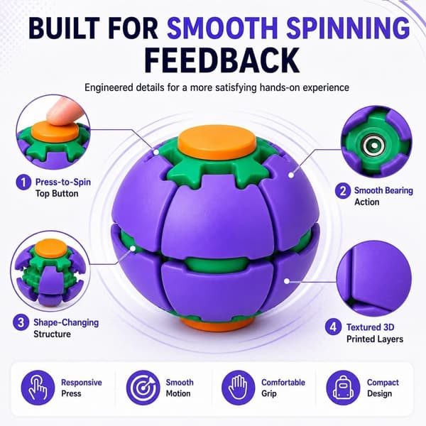 3D roterende fidget spinner-legetøj, stressbold, dekompressions-fidget-legetøj, egnet til børn og voksne.