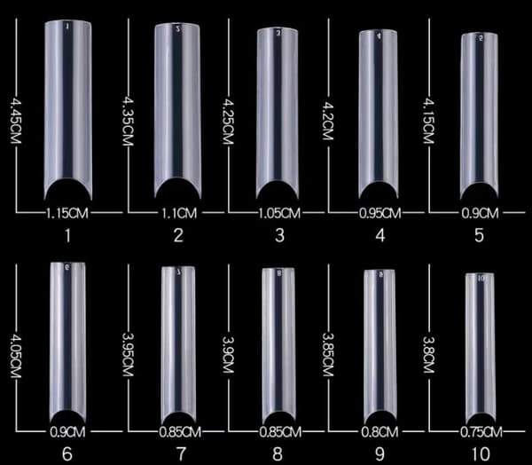 200 Pieces Clear Acrylic Nails, Extra Long Straight Square Nail Tips, Full Cover Acrylic False Nails with C-Curve