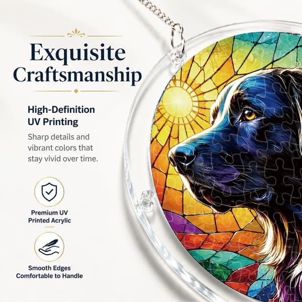Black Dog Acrylic Puzzle Suncatcher, 83 Pieces DIY Window Decor