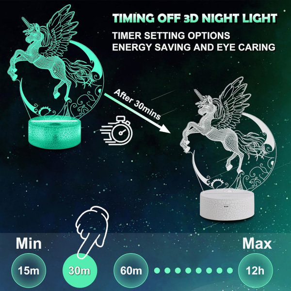 Unicorn-serien 3D skrivbordslampa LED-lampa kreativ present visuell tredimensionell färgglad nattlampa