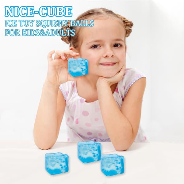 Fin terning blå squishy, terninger klemmelegetøj, isterning fidget legetøj, sensorisk fidget legetøj, Taba squishy stress terning til voksne angstlindring (blå)