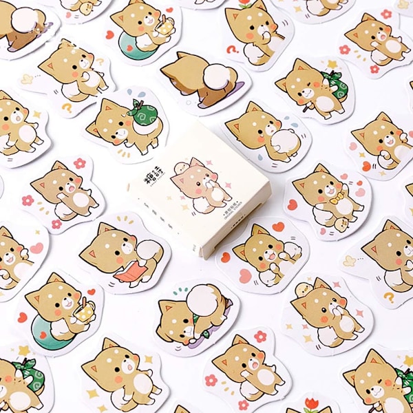 45 stk. æske med DIY-dekoration super søde tegneserie dejlige Shiba Inu-klistermærker til bærbare computere, planlæggere, scrapbøger, kufferter, dagbøger, notesbøger, album