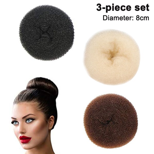 Hårbulletillverkare för barn, 3 st Chignon hårbulle strumpa bulleform för flickor, hårbulleformare för kort och tunt hår-9G
