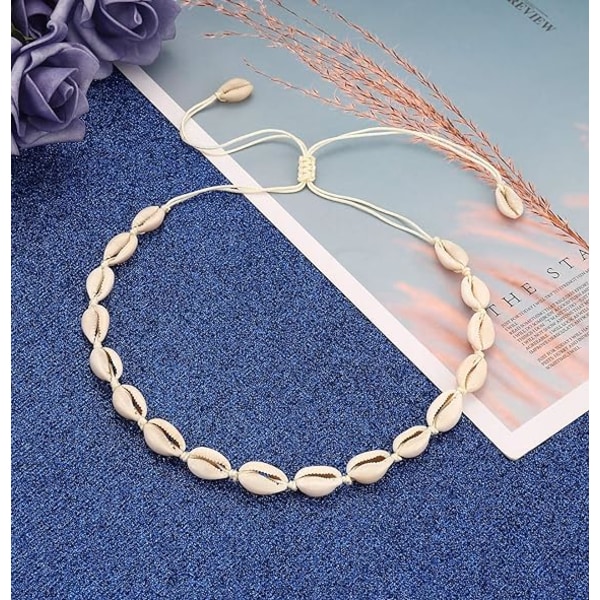 Cowrie Shell Choker Halsband för Kvinnor Puka Shell Halsband Snöre Snäckskal Halsband Hawaiian Beach Smycken