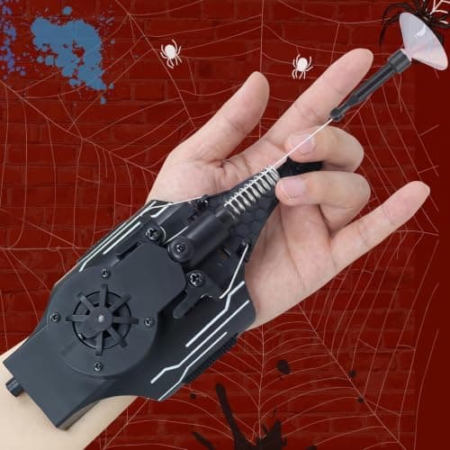 Web Shooter, Web Launcher with Gloves, Realistic Web-Shooting Function Safe and Fun Superhero Toy for Men and Kids - Black