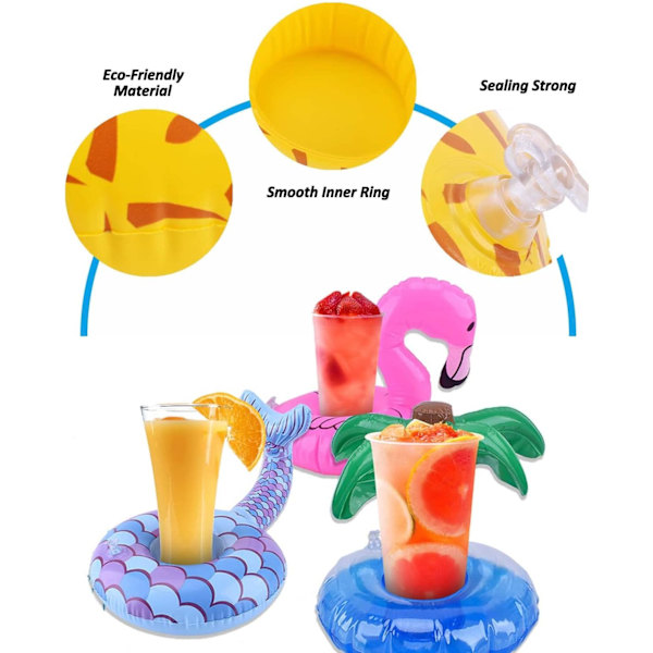 Flydende drikkekopholder til pool, 10 stk. oppustelig drikkeholder drikkefloats drikkefloaties til poolparty