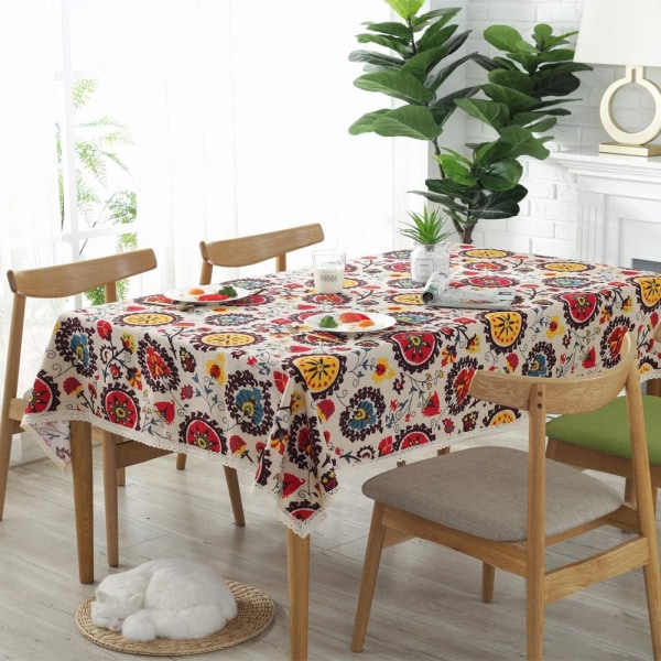 Bomullsdukar Rektangulär Duk Solros Duk Spets Duköverslag Mångsidig Inomhus och Utomhus (90 x 90 cm, Solens Blomma)