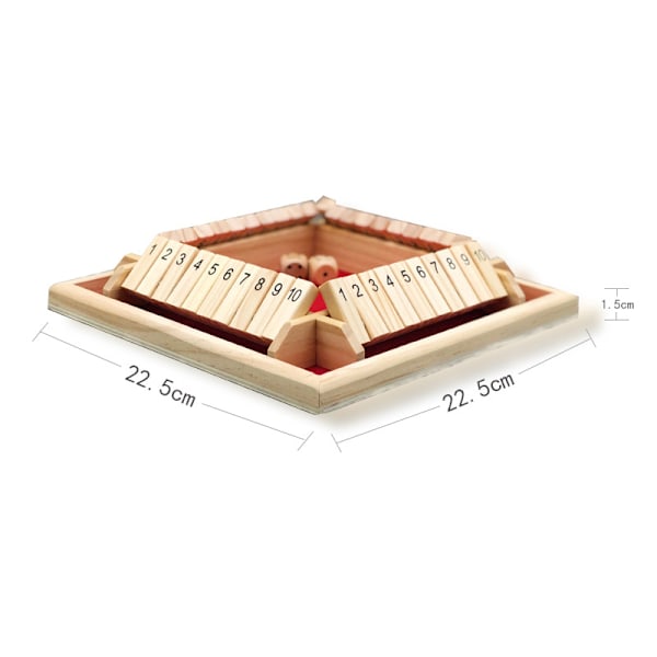 Deluxe 4-spelare Shut The Box Träfålla Klassiskt Tärningsspel red