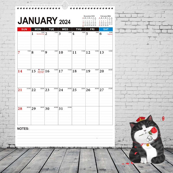 Januar 2024-juni 2025,A3 størrelse engelsk kalender kalender for helligdage i mange lande.-45*32*2cm