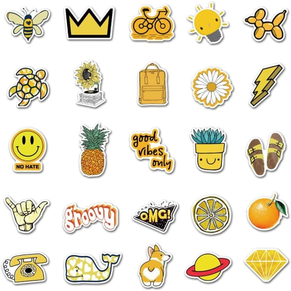 Tjejs gula söta klistermärken med vattenflaskor 50 st Vattentäta estetiska klistermärken för laptop för tonåringar