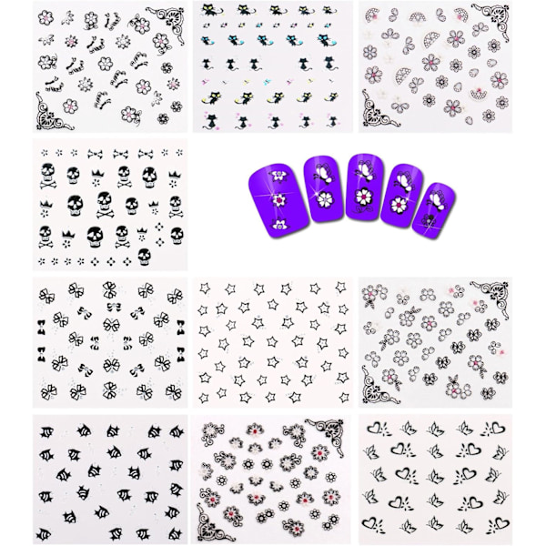 Neglekunst DIY Dekorative Stickers - 30 Guld + 30 Sort og Hvide FarverSkønhed og Sundhed