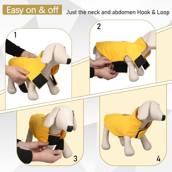 Vindtät vintervarm fleece liten hundkappa reversibel jacka reflekterande mjuk husdjursväst, kallt väder hundtröja kläder koppel överrock, gul, L
