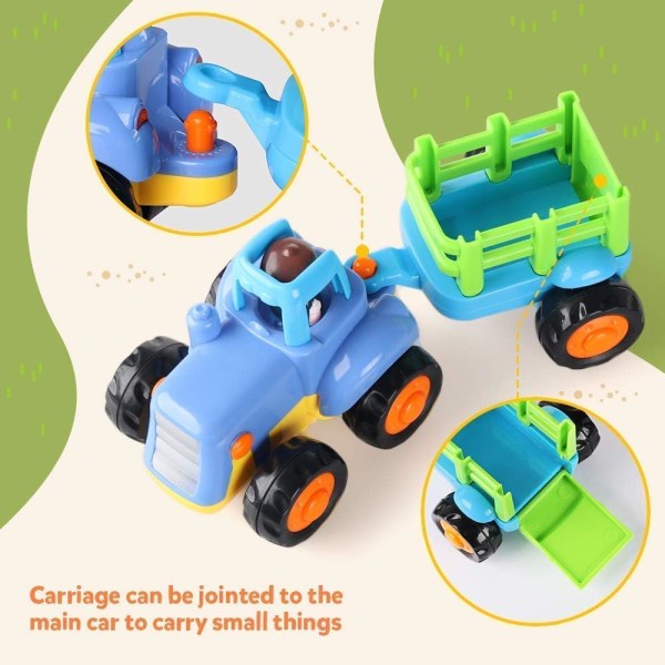 4-delad friktionsdriven fordonsbyggd set, push-pull traktor, bulldozer, cementblandare, barnpresent för pojkar och flickor