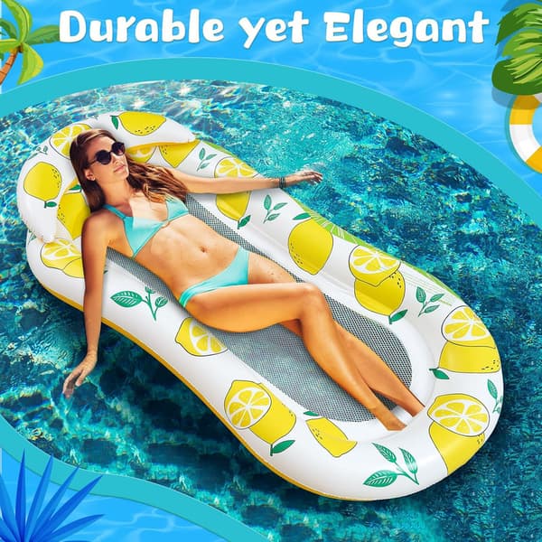 Inflatable Mesh Pool Float Headrest Adults, Large Floating Lounge Mattress, Quick-Drying and Cooling Design for Pool, Lake and Ocean, Durable Mesh Structure Watermelon pattern