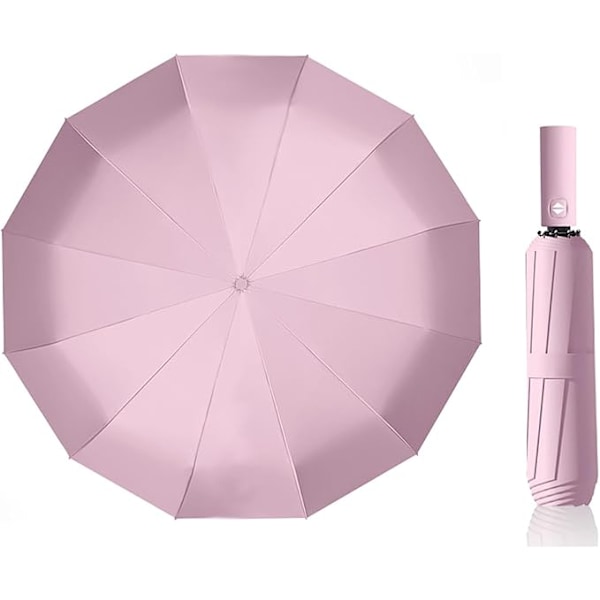 Maibar sateenvarjo, tuulenpitävä, vahva, kompakti, 24 ripaa, vedenpitävä, kokoontaittuva matkasateenvarjo, tuulenpitävä aurinkovarjo miehille ja naisille Cherry Blossom Pink