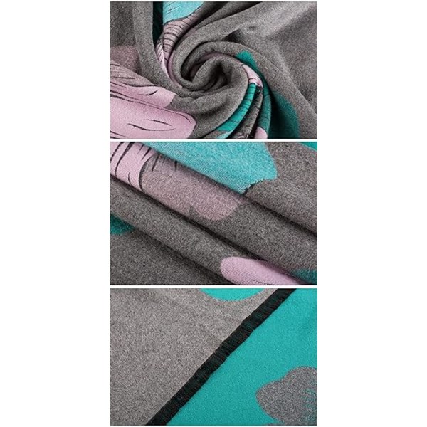 Høst- og vinterhalsduk for kvinner, svart abstrakt fargerik solsikke jacquard, varm myk kashmir-aktig halsduk, tykt teppe, sjal