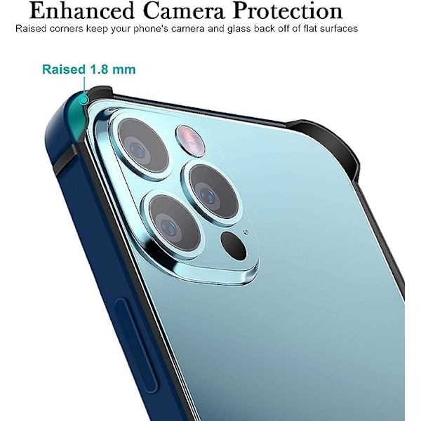 Ny Aluminium Ramme Metal Bumper Ramme Slankt Hårdt Cover til iPhone16 ProMax, Metal Ramme Armor med Blød Indre Bumper, Hævet Kantbeskyttelse (Guld Blue For iPhone16 Plus