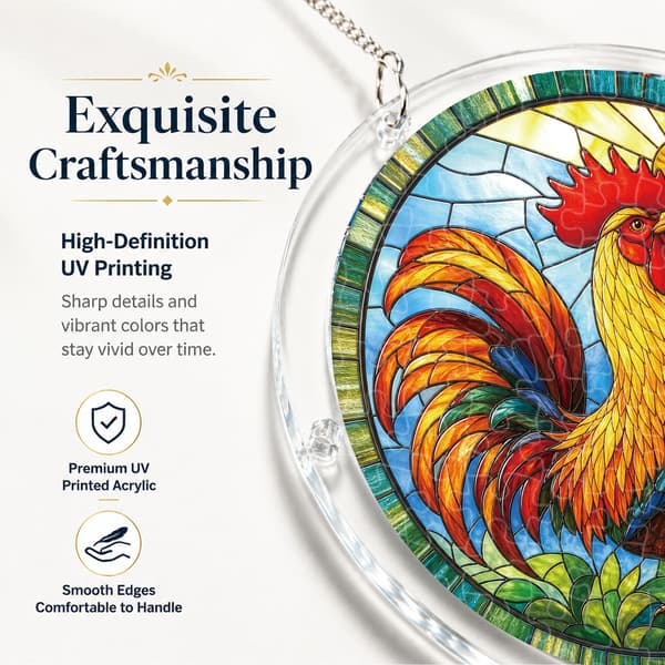 Rooster Acrylic Puzzle Suncatcher, 83 Pieces DIY Window Decor