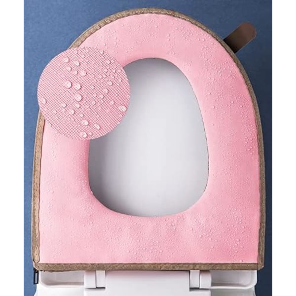 2 kappaletta paksumpi pehmeä wc-istuimen pehmuste kahvalla, wc-istuimen pehmuste, pehmeä paksumpi pestävä, sopii kaikkiin soikeisiin wc-istuimiin, vaaleanpunainen
