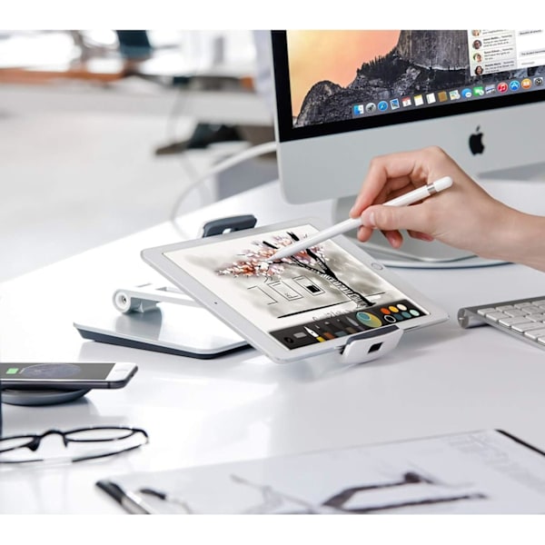 Tabletholder, justerbar aluminiumtabletholder med flere vinkler, egnet for 4``-14'' nettbrett/mobiltelefon