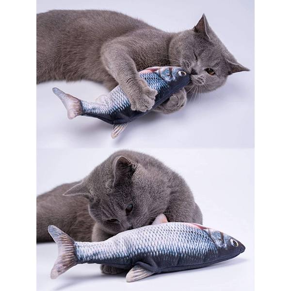 Interaktiv katteleke Sprellende Fisk Grå Grey 25