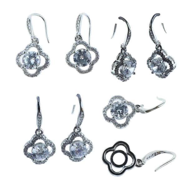Sølv Hoop Loop Dangle Øreringe, Cubic Zirconia med Dangle Drop Ørering Smykker, til Kvinder Piger Kone Mor Datter