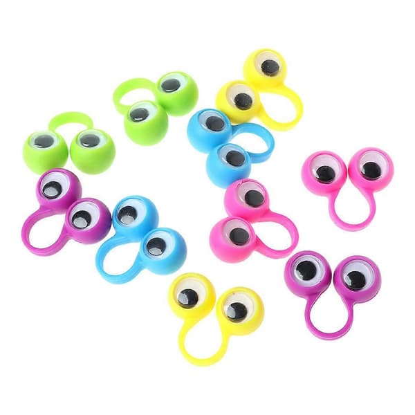 Småbarn Fingerdocka Bärbar 3D Ögon Fingerring Leksak 10st Barnkalas Tillbehör