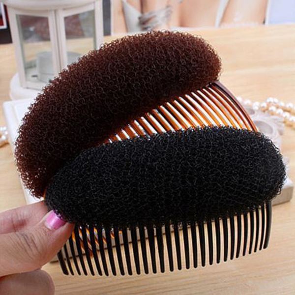 2 stk. Charmerende Volume Indsætninger Hårkam Gør Bikube Hårpind Bun Maker Værktøj Hår Base Styling Tilbehør-Brun