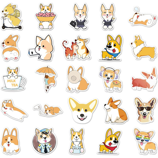50 stk. Welsh Corgi Hunde Stickers til Vandflasker, Søde, Vandfaste Sticker Dekaler til Skateboard DIY Laptop Bagage Biler Cykel
