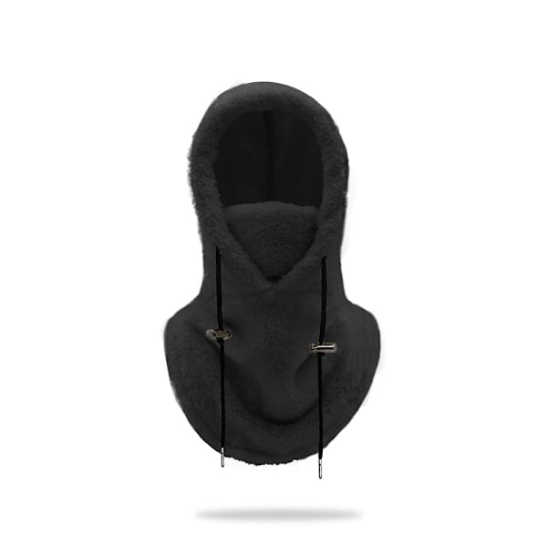 Sherpa Huva Skidmask Vinter Balaclava Kallt Väder Vindtät Justerbar Varm Huva Över Hatt Keps Halsduk 54*33cm black
