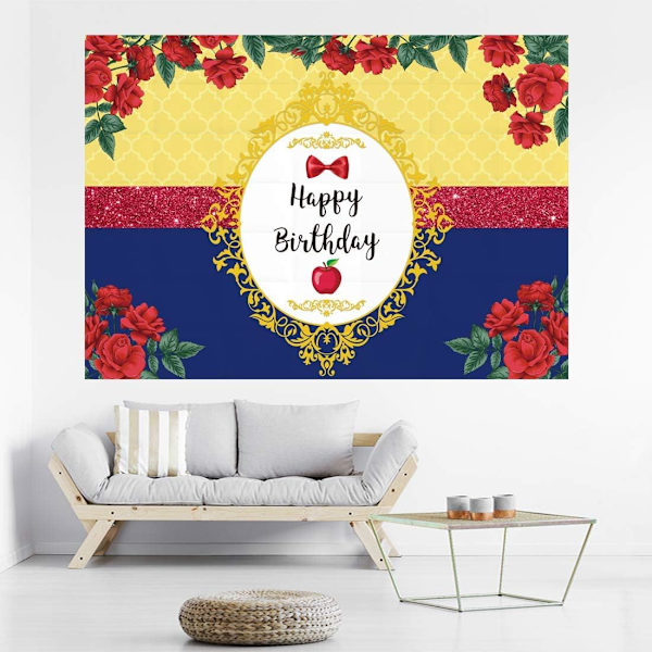 Rød og kongeblå blomst fødselsdag baggrund piger rose gulere spejl glad fødselsdag fest æble sløjfe dekor banner fotoshoot baggrund 8x6ft
