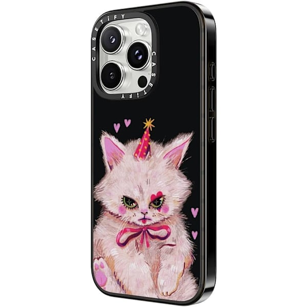 Kompakt iPhone 16 Pro Max-fodral [Lättviktigt / 4 fot 2X Militärklass Fallskydd / Smalt] - Körsbär - Klar Svart Clown Kitty iPhone 16 Pro Max