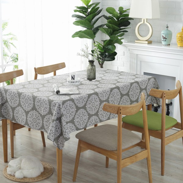 Retro Grå Bordsdukar Rektangulär Bordsduk Bomull Linne Bordsöverdrag Lämplig för Inomhus och Utomhus(Grå, 90×90cm)