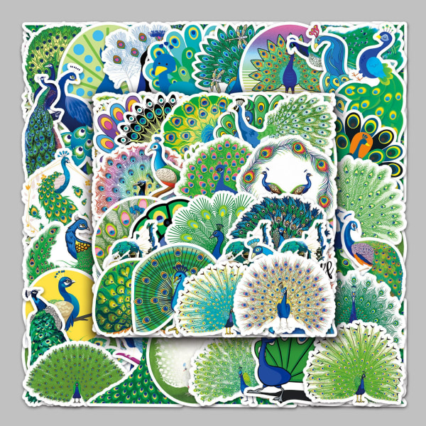 Ainutlaatuiset Peacock-tarrat pakkaus | 50 kpl | Esteettinen vesipulloille, autoille, pyörille, kannettaville tietokoneille, kypärälle, Hydroflaskeille, tableteille, puhelimille, muistikirjoille, söpöt vedenpitävät lintutarrat