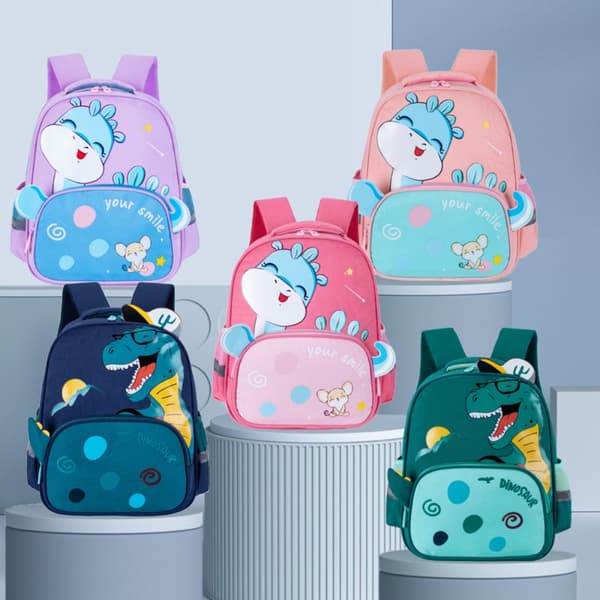 Dinosaur Kids School Bag Cartoon Backpack blue