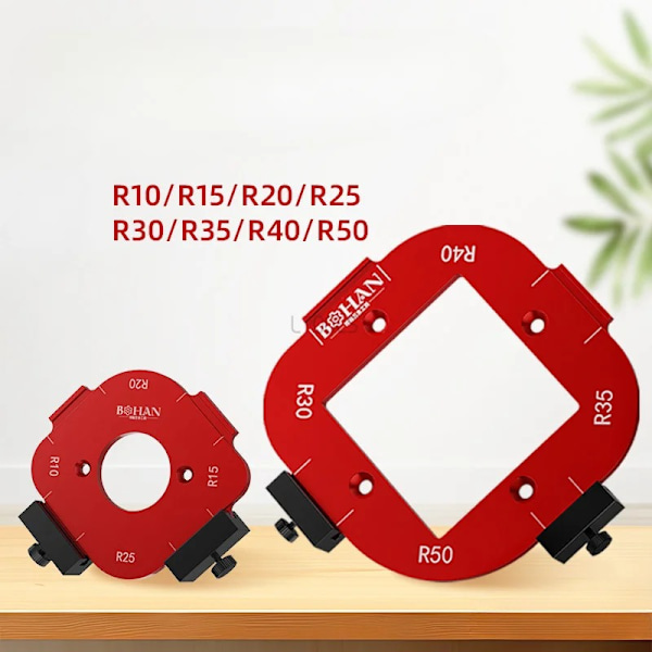 2 Styk Router Skabelon, 4 i 1 Router Radius Hurtigsæt til Træbearbejdning R10 R15 R20 R25 R30 R35 R40 R50, Radius Jig Router Skabelon Hjørne