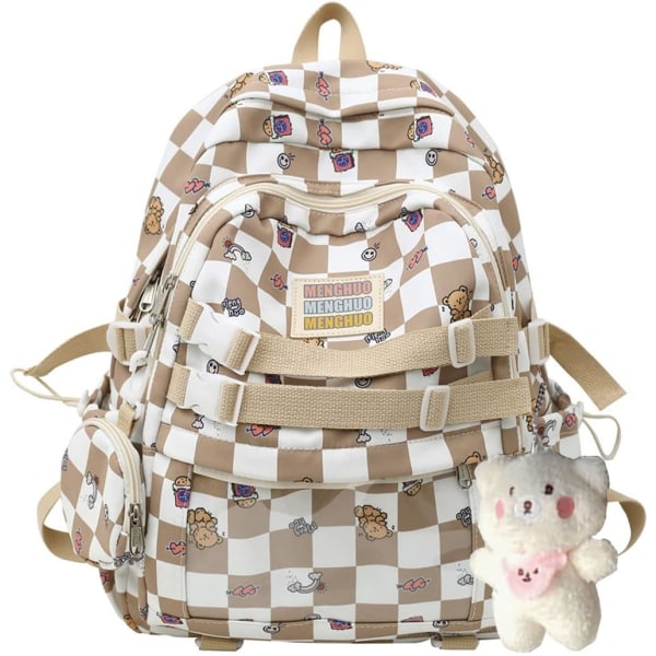 Kawaii ryggsäck för skolan, ryggsäckar för flickor och ryggsäckar för flickor 10-12 Japanska skolväskor bokväskor för flickor 8-12 (khaki)