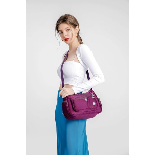 Crossbody-väskor för kvinnor, casual handväskor och axelväskor, nylon tote-väska, lätt, vattentät budväska, stöldskyddsväska