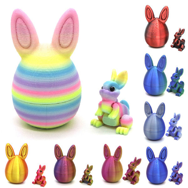 3D-printed Easter egg, creative desk decoration, articulated rabbit model, toy B 4cm-Round egg B B 4cm-Round Egg