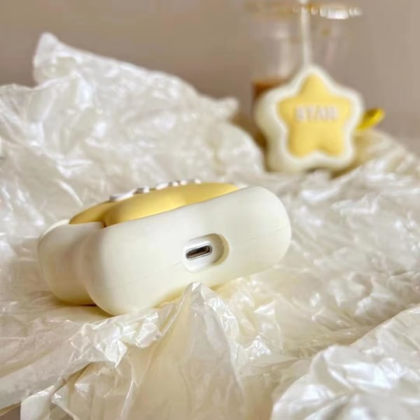 Cartoonfodral med nyckelring för Airpods 3, roligt 3D cool design silikonladdningsfodral skyddande fodral kompatibelt för Airpods 3 -StarYellow