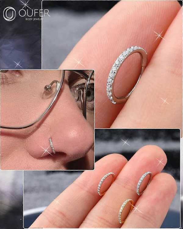 Næseringe Kirurgisk Stål Bruskøreringe Tragus 316L Rustfrit Stål Helix Øreringe Bruskørering Hængslede Segmentringe Hoop