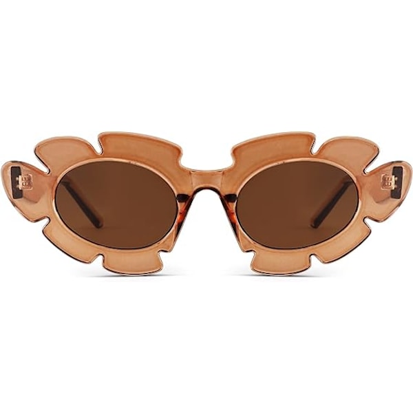 Trendy Cat Eye Blomster Solbriller til Kvinder Mænd Retro Mode Nøgen Tykke Skygger UV400 Beskyttelse Solbriller