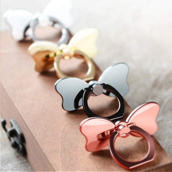 Metall Mobiltelefon Finger Ring Stabilitet Hållare Bak Stativ Hopvikbar Handgrepp Knopp Loop Bilfäste Haken Kickstand(Rose Guld)