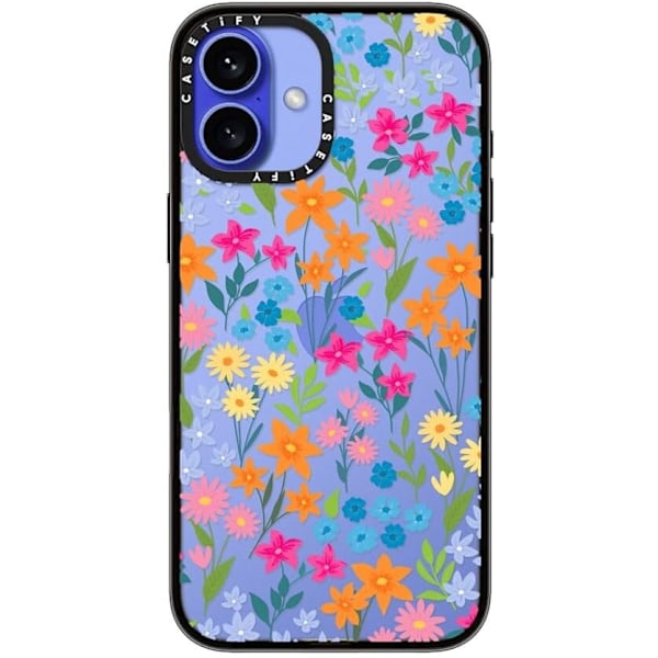 Kompakt iPhone 16 Pro Max Deksel [Lettvekt / 1,2 m 2X Militær Grad Fallbeskyttelse/Slank] - Kirsebær - Klar Svart Bright Spring Flowers iPhone 16 Plus