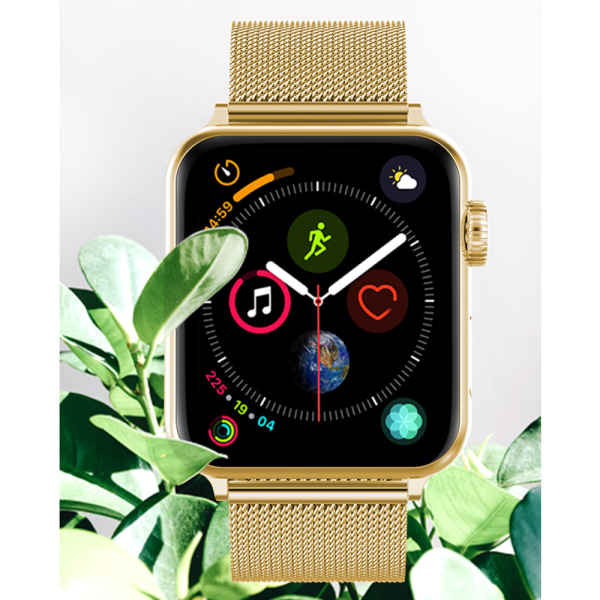 Kompatibel Apple Watch-rem 38-40mm/42-44mm, rustfritt stål ringspenne metallrem erstatning-38/40mm gull