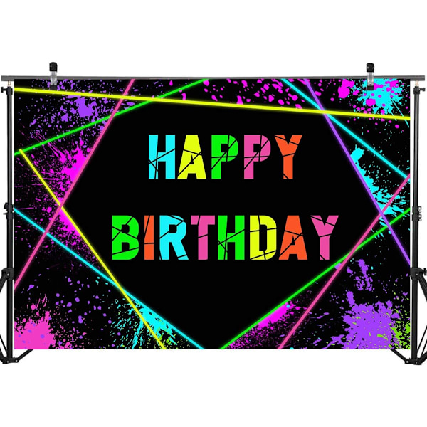 Neon syntymäpäivän tausta 7x5ft Hohtaa pimeässä juhlakoristeet Neon Glow Party Taustat Let's Glow Bday Kakku Pöytä Valokuvaus Tausta