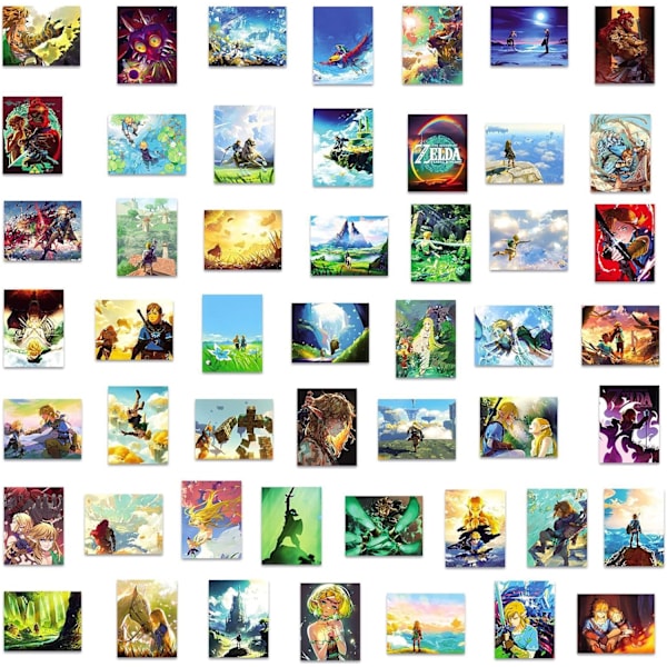 50 stk Legend of Zelda-klistremerker Kule spill Tears of the Kingdom Vinyl vanntette klistremerker for bærbare datamaskiner, skateboard, vannflasker, datamaskiner, telefoner