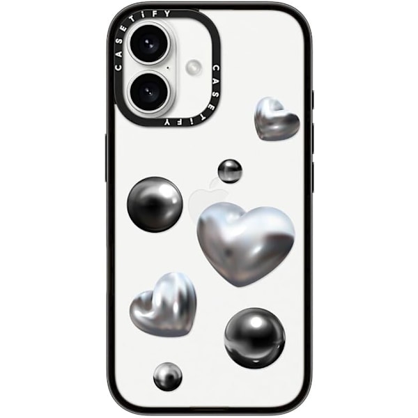 Kompakt iPhone 16 Pro Max Cover [Letvægt / 1,2 m 2X Militær Standard Faldbeskyttelse/Slank] - Kirsebær - Klar Sort Chrome Love iPhone 16